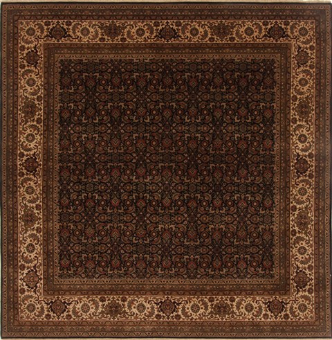 Herati Black Square Hand Knotted 711 X 80  Area Rug 250-19199 Image 0