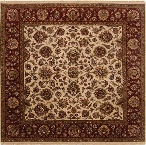 Agra White Square Hand Knotted 711 X 81  Area Rug 250-19201 Image 0