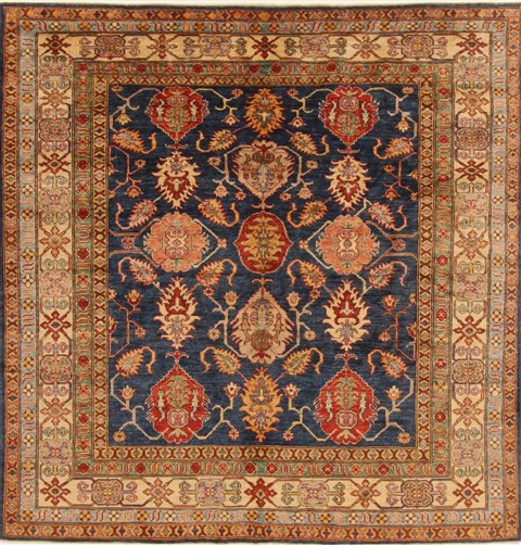 Kazak Blue Square Hand Knotted 60 X 63  Area Rug 250-19205 Image 0