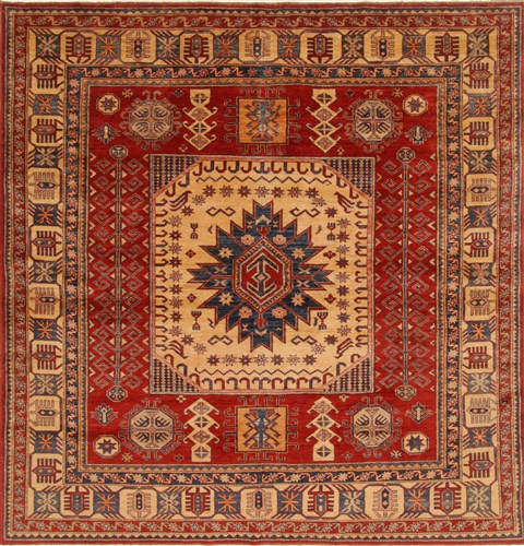 Kazak Red Square Hand Knotted 711 X 82  Area Rug 250-19209 Image 0