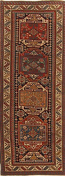Shirvan Multicolor Runner Hand Knotted 3'3" X 8'5"  Area Rug 250-19219