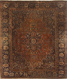 Persian Kashan Yellow Rectangle 8x11 ft Wool Carpet 19220