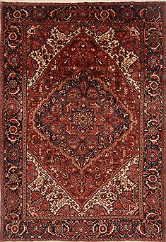 Persian Heriz Red Rectangle 8x11 ft Wool Carpet 19228