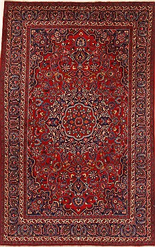 Mashad Red Hand Knotted 6'6" X 10'3"  Area Rug 250-19276