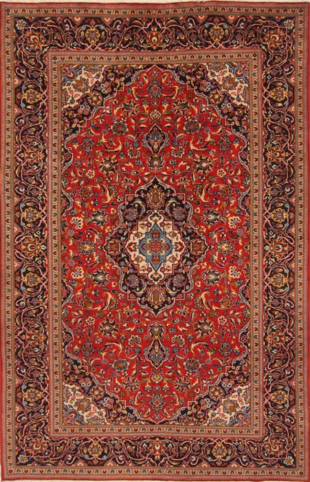 Kashan Red Hand Knotted 66 X 100  Area Rug 250-19280 Image 0
