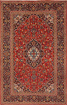Persian Kashan Red Rectangle 7x10 ft Wool Carpet 19280