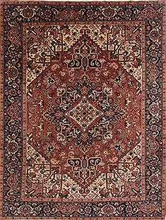 Persian Heriz Blue Rectangle 8x11 ft Wool Carpet 19285