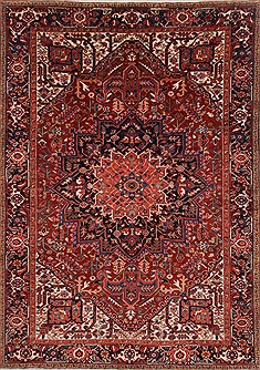 Persian Heriz Purple Rectangle 8x11 ft Wool Carpet 19287