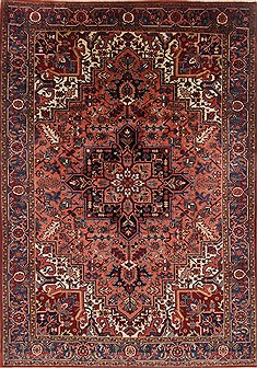 Persian Heriz Red Rectangle 8x11 ft Wool Carpet 19288