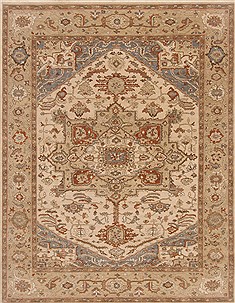Pakistani Serapi Beige Rectangle 8x10 ft Wool Carpet 19291