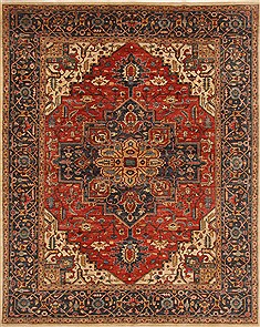 Pakistani Serapi Blue Rectangle 8x10 ft Wool Carpet 19306