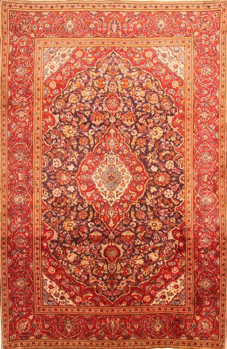Kashan Red Hand Knotted 67 X 106  Area Rug 100-19318 Image 0