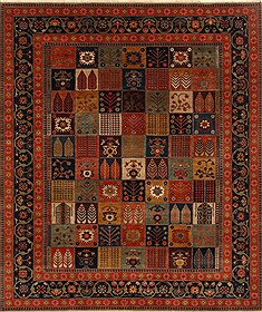 Indian Bakhtiar Red Rectangle 8x10 ft Wool Carpet 19361