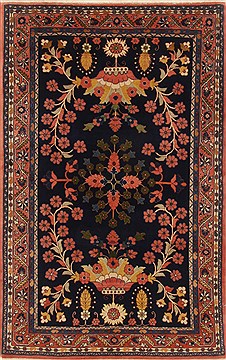 Persian sarouk Purple Rectangle 5x7 ft Wool Carpet 19373