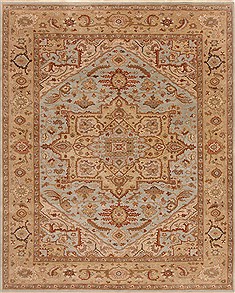 Indian Serapi Blue Rectangle 8x10 ft Wool Carpet 19380