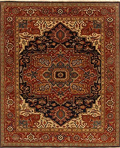 Indian Serapi Orange Rectangle 8x10 ft Wool Carpet 19381