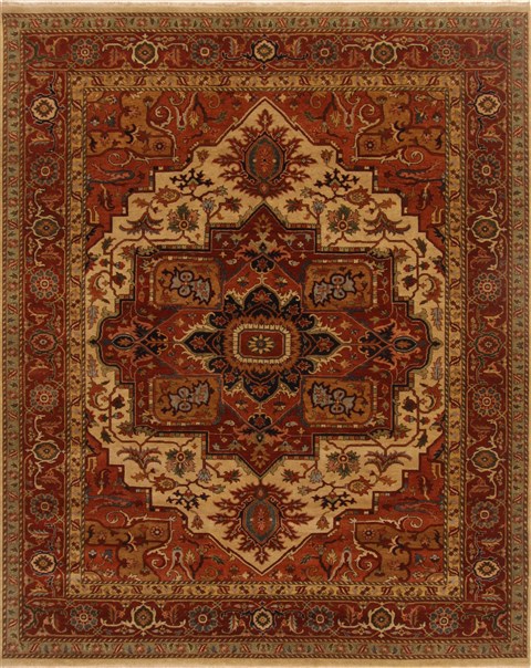Serapi Orange Hand Knotted 80 X 102 Area Rug 250-19387 Image 0