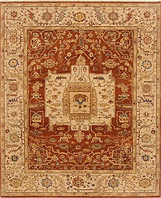 Indian Serapi Brown Rectangle 8x10 ft Wool Carpet 19397