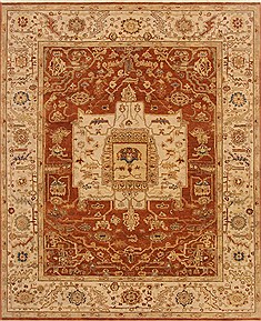 Indian Serapi Beige Rectangle 8x10 ft Wool Carpet 19400