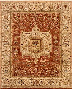 Indian Serapi Beige Rectangle 8x10 ft Wool Carpet 19400