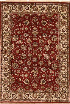 Indian Kashan Red Rectangle 5x7 ft Wool Carpet 19405