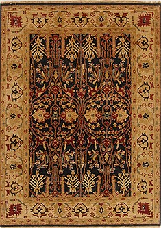 Indian Agra Yellow Rectangle 5x7 ft Wool Carpet 19410