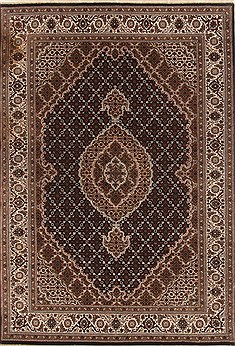 Indian Tabriz Black Rectangle 5x7 ft Wool Carpet 19412