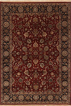 Indian Kashan Red Rectangle 5x7 ft Wool Carpet 19414
