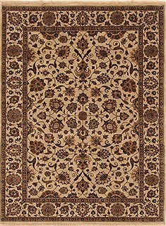 Indian Kashan Beige Rectangle 5x7 ft Wool Carpet 19420