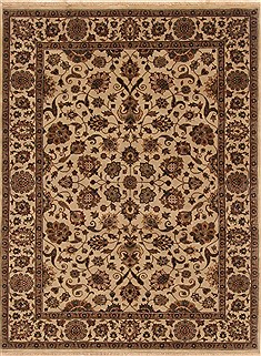 Indian Kashan Beige Rectangle 5x7 ft Wool Carpet 19420