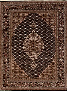 Indian Tabriz Black Rectangle 5x7 ft Wool Carpet 19426
