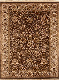 Indian Kashan Brown Rectangle 5x7 ft Wool Carpet 19433