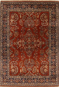 Indian sarouk Orange Rectangle 5x7 ft Wool Carpet 19437