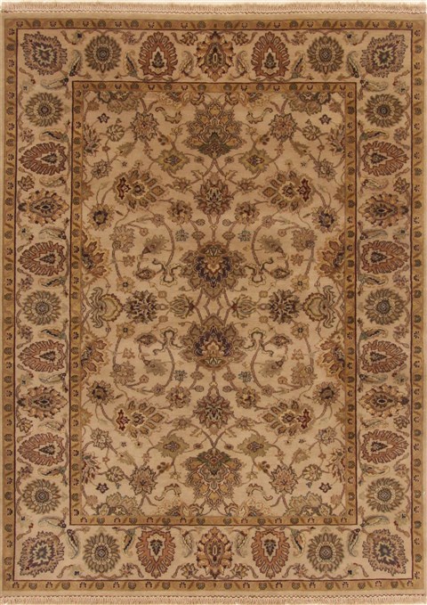 Kashan Beige Hand Knotted 52 X 71 Area Rug 250-19438 Image 0