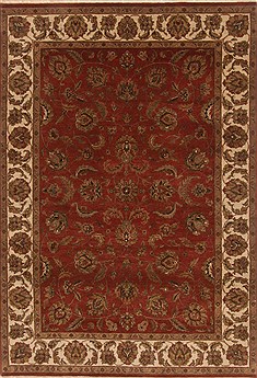 Indian Kashan Orange Rectangle 5x7 ft Wool Carpet 19441