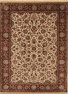 Indian Kashan Red Rectangle 5x7 ft Wool Carpet 19442