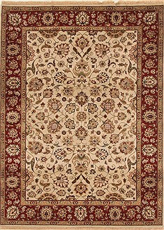 Indian Kashan Beige Rectangle 5x7 ft Wool Carpet 19446
