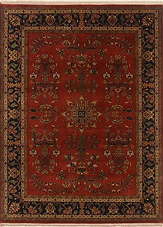 Indian sarouk Orange Rectangle 5x7 ft Wool Carpet 19447