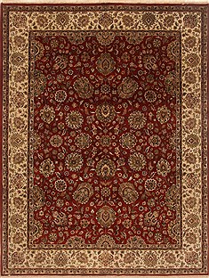 Kashan Red Hand Knotted 7'9" X 10'2"  Area Rug 250-19469