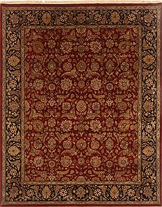 Indian Kashan Red Rectangle 8x10 ft Wool Carpet 19472
