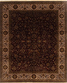 Indian Mashad Red Rectangle 8x10 ft Wool Carpet 19473
