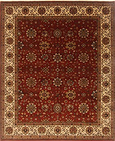 Indian Tabriz Red Rectangle 8x10 ft Wool Carpet 19480