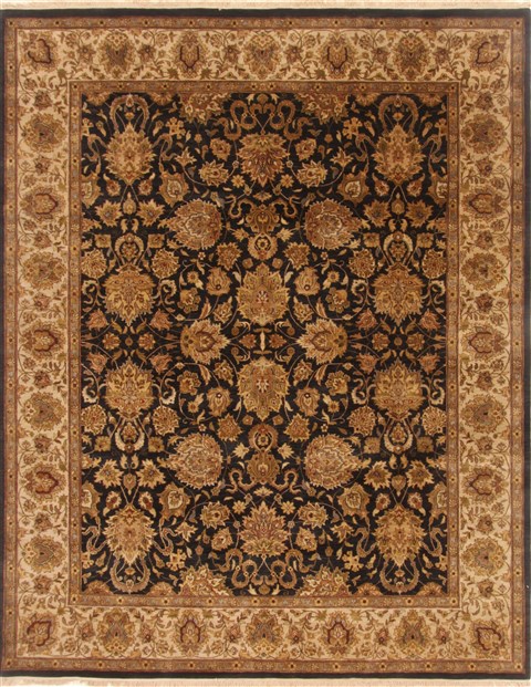 Agra Black Hand Knotted 80 X 103 Area Rug 250-19486 Image 0