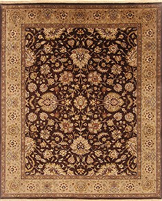 Indian Kashan Brown Rectangle 8x10 ft Wool Carpet 19490