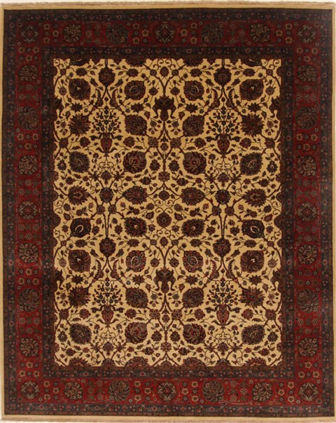 Tabriz Beige Hand Knotted 82 X 102 Area Rug 250-19497 Image 0