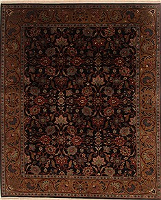 Indian Kashmar Black Rectangle 8x10 ft Wool Carpet 19498