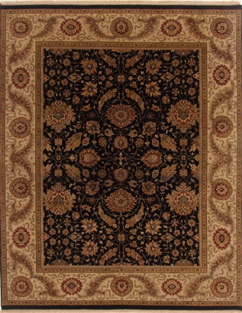 Kashan Black Hand Knotted 83 X 106  Area Rug 250-19499 Image 0