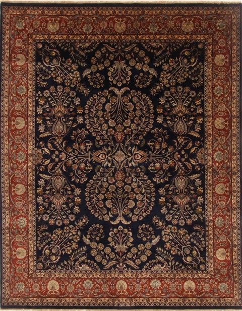 Sarouk Blue Hand Knotted 711 X 102 Area Rug 250-19500 Image 0