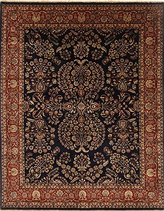 Indian sarouk Blue Rectangle 8x10 ft Wool Carpet 19500
