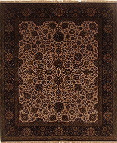 Indian Kashmar Brown Rectangle 8x10 ft Wool Carpet 19502